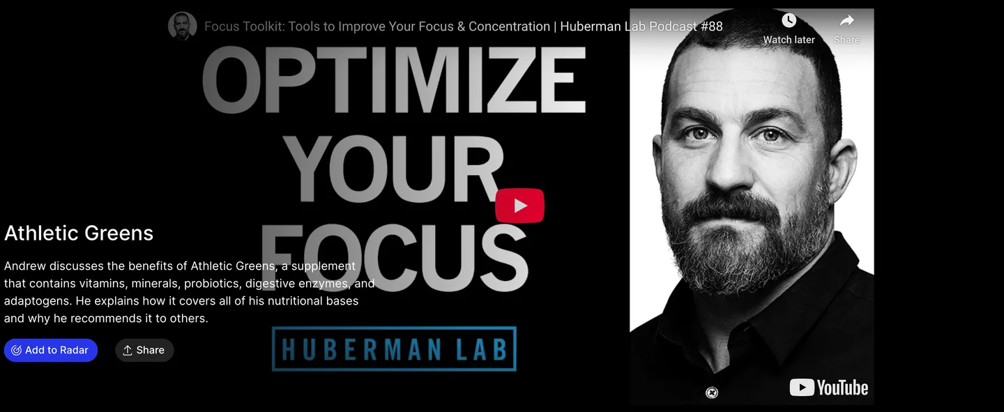 A Huberman Lab YouTube episode, Optimize Your Focus, featuring Dr. Andrew Huberman
