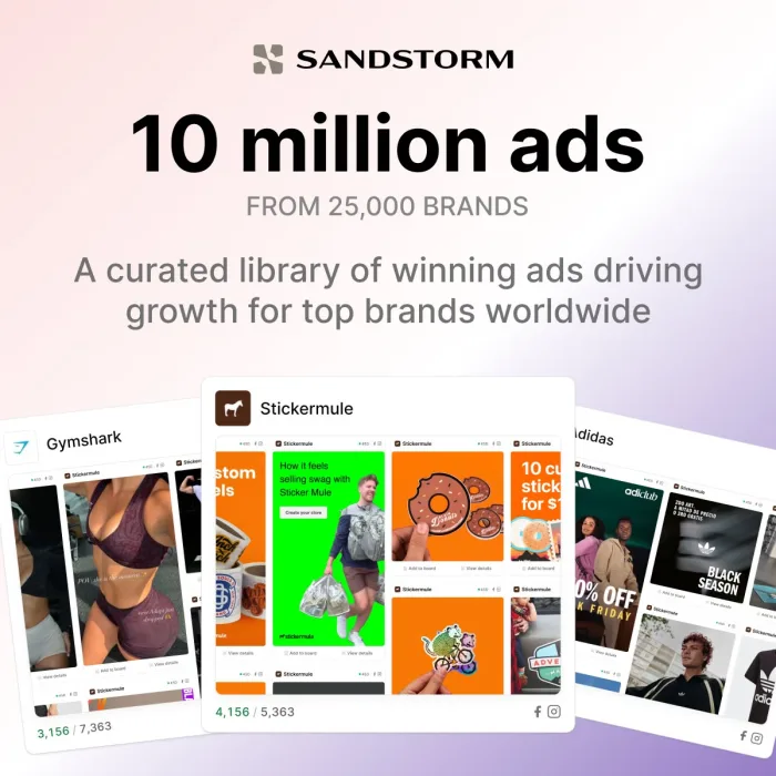 Sandstorm ad headlined 10 million ads from 25,000 brands over a collage of competitor creative