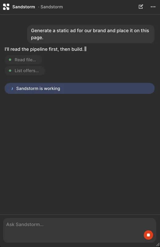 The Sandstorm plugin working on a request, reading the pipeline and listing offers